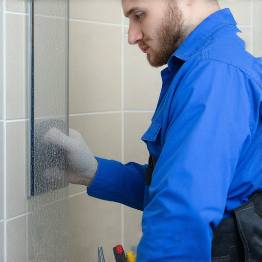 浴屏故障維修過程，專業水電維修技師正在檢查浴屏，介紹快速簡單的修理技巧，確保設備功能正常，讓您無需驚慌應對浴屏問題。