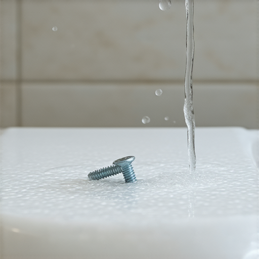 螺絲鬆脫導致馬桶漏水，專業修理服務提供解決方案。圖片展示鬆動的螺絲與漏水情況，提醒用戶儘早聯繫專業人員進行維修。