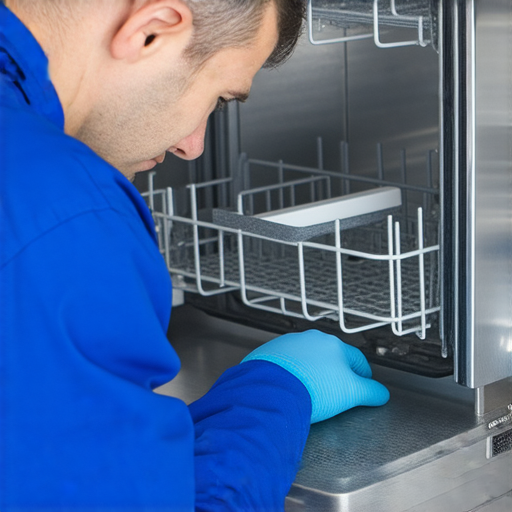 洗碗機水龍頭故障修理服務專業技術人員正在檢查設備，解決問題的同時提供快速有效的維修方案，確保洗碗機正常運作。