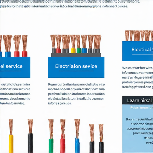 電線價格大揭秘，顯示不同類型電線樣本與標籤，附有水電服務專業信息，鼓勵顧客聯繫，以滿足安裝需求與了解最新價格資訊。
