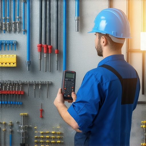 水電師傅正在專業服務中，檢查電路與水管，顯示他們的工作環境。揭開水電師傅一天賺多少的秘密，幫助您了解其工資與專業服務的價值。