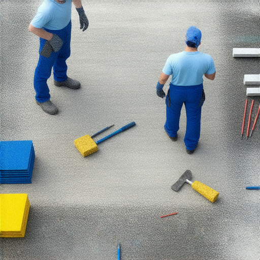 專業防水服務團隊進行施工，專注解決漏水問題。背景為施工現場，工具和防水材料整齊擺放，展現出高效專業的服務，告別家中漏水煩惱。