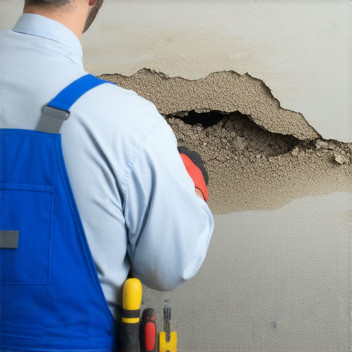 防水維修專家正在檢查漏水問題，手持專業工具，專注解決家庭漏水困擾，提供快速有效的修復方案，保障居家安全，防止水害擴大。