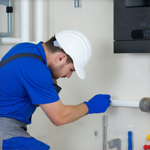 專業水電服務隊伍隨時待命，解決各類水電問題，讓您無需再煩惱。圖片展示服務人員正在維修水管，專注且專業，確保家庭安全與舒適。