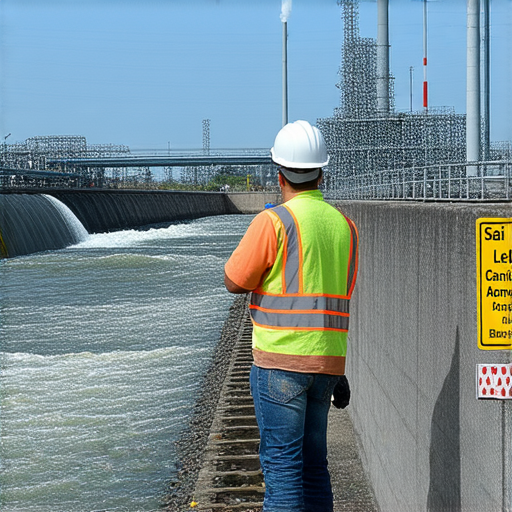 塞左渠水電隱患檢查現場，工程師檢測設備，維護安全。周圍環境顯示潛在風險，強調立即檢查以確保水電系統的穩定與安全。