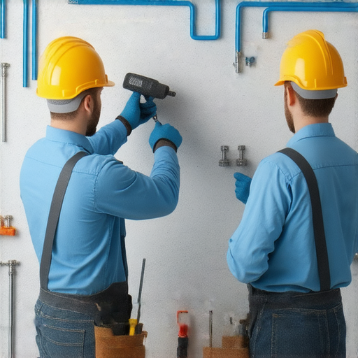 水電問題解決專業維修服務團隊，技術人員正在檢查電路和水管，提供安全有效的修理方案，確保家庭或企業的用水用電正常運行。