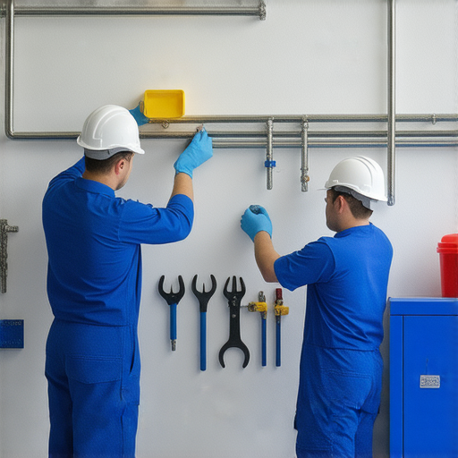 麗港城水電維修專業服務介紹，展示技術人員在進行設備檢查和修理的畫面，強調高效安全的維護流程，讓顧客探索優質水電服務的魅力。