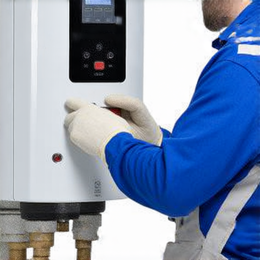 防水電熱水爐維修秘訣介紹圖片，展示專業技術人員進行維修作業，強調安全檢查和防水措施，協助延長熱水爐使用壽命，提高效率，提供專業服務的關鍵要素。