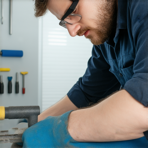 水電維修師傅專注於精準鑽孔的過程，展示專業技巧，周圍工具整齊排列，彰顯高效安全的作業環境，讓你友人驚嘆不已，掌握維修秘訣，必看技巧。