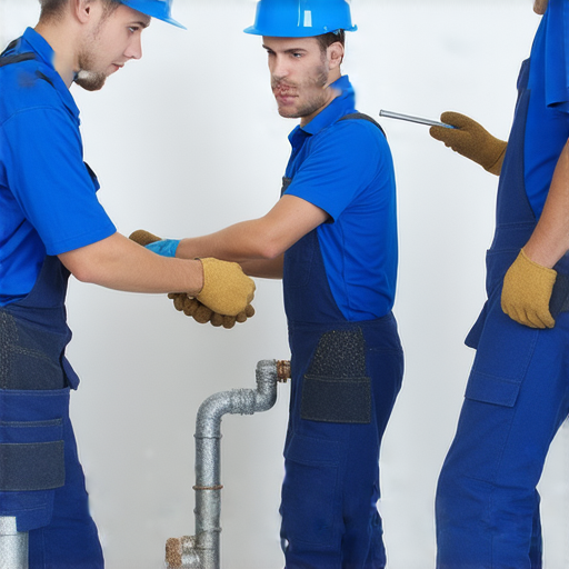 專業水電維修服務團隊正在進行檢查，使用工具修理漏水管道，提供快速解決方案，讓您無後顧之憂，點擊了解更多維修服務資訊。