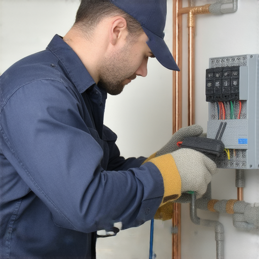 專業師傅在檢查水電故障問題，手持工具仔細觀察設備，背景顯示住宅內的電路和管道，提供實用秘訣解決水電問題，幫助業主恢復正常生活。