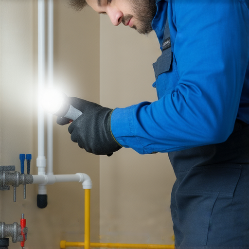 美的水電工程維修專家正在檢查管線，探索隱藏的問題，提供專業維修建議，幫助解決用戶的水電困擾，提升家庭安全與舒適度。