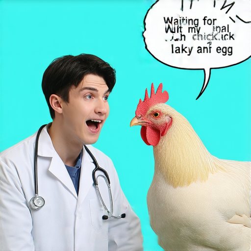 有一天，小明去看醫生，醫生問他：「你有什麼不舒服的地方？」

小明說：「我覺得我是一隻雞！」

醫生皺眉頭，問：「那你為什麼不早點來呢？」

小明答：「我一直等著下蛋！」

醫生哭笑不得地說：「那你還是先下個蛋再來嘛！」