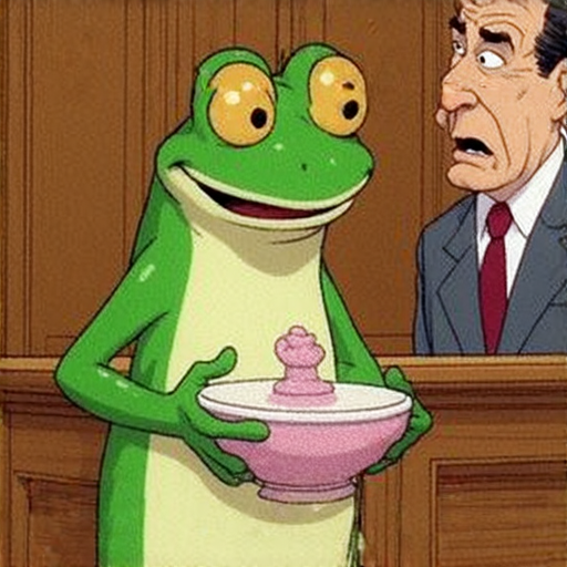 有一天，一隻青蛙走進銀行，想要貸款。銀行經理看到是青蛙，很吃驚，於是問：「你的抵押品是什麼？」

青蛙回答：「我有一個小瓷器。」

銀行經理不太相信，於是說：「這樣吧，我要看看這個瓷器。」

青蛙於是從口袋裡拿出一個小小的粉紅色