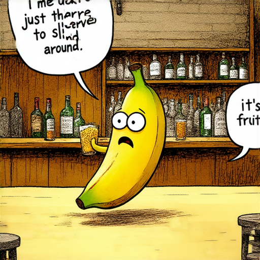 有一天，一隻香蕉走進酒吧，吧台的酒保驚訝地說：「抱歉，我們不接待水果！」

香蕉冷靜地回應：「沒關係，我只是來滑一滑！」