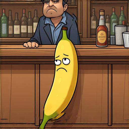 有一天，一隻香蕉走進一家酒吧，酒保看了它一眼說：“抱歉，我們不接受水果。”

香蕉聽了，立刻轉身就走，心想：“我真是太難過了，居然被拒絕了，果然是另一種‘果’然！”