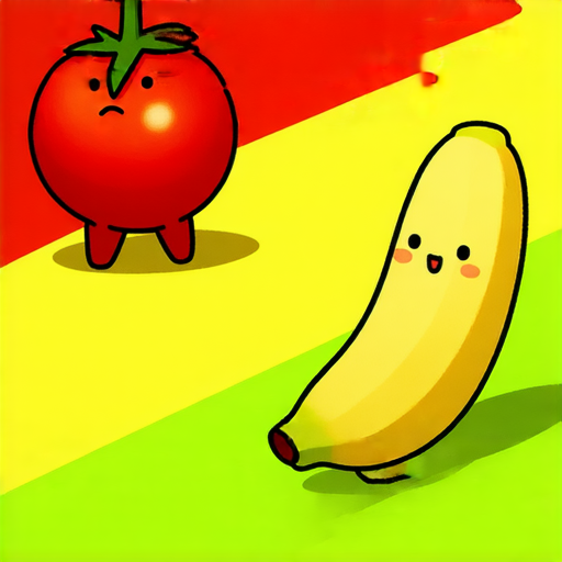 有一天，一隻番茄和一隻香蕉在路上散步。

番茄突然停下來，驚訝地說：「哇！你知道嗎？我們這樣走路是多麼的危險！」

香蕉疑惑道：「為什麼？」

番茄回答：「因為我們可能會被人剝皮！」