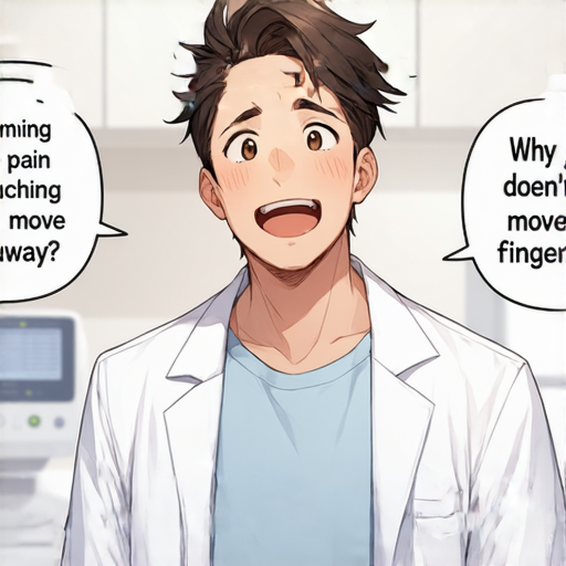 有一天，小明去看醫生。醫生問他：「你哪裡不舒服？」

小明說：「醫生，我的手指碰到的時候會痛。」

醫生仔細檢查後，說：「那你為什麼不把手指拿開呢？」

小明瞪大眼睛，回答：「因為我還沒有找到它的主人的聯絡方式啊！」