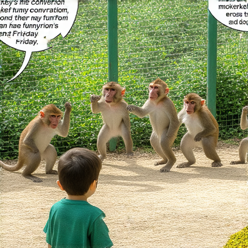 有一天，小明去動物園，看到了猴子在樹上蹦來蹦去。他好奇地問飼育員：「這些猴子為什麼這麼開心呢？」

飼育員笑著說：「因為它們知道，今天不是猴子星期五！」

小明疑惑地問：「猴子星期五？那是什麼？」

飼育員回答：「就是每天都是猴子日，只有星期五猴