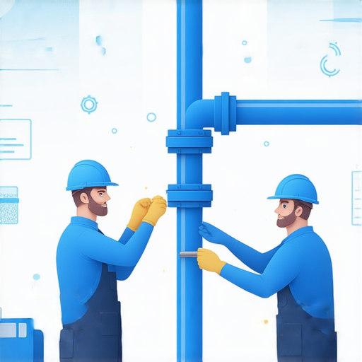 自來水管堵塞的專業解決方案，水電好專業團隊提供幫助，圖片展示團隊正在檢查管道，確保快速有效的維修服務，輕鬆解決水管問題。