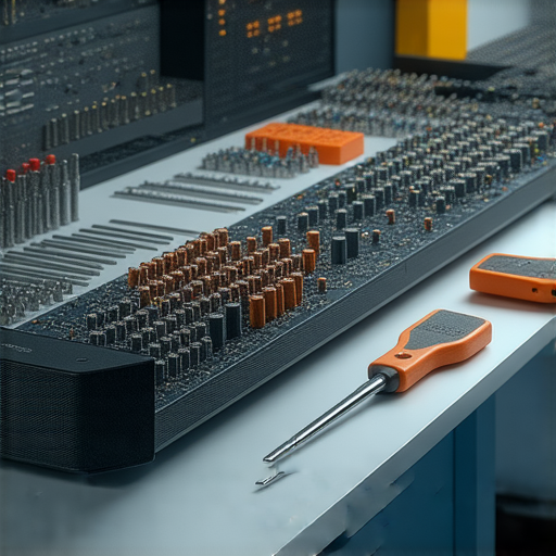 音響系統Soundbar維修過程，技術人員專注檢查機器內部元件，提升音質，讓音響恢復最佳狀態，解決音響嘶吼問題，展示維修秘訣與專業服務。