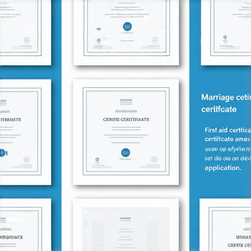 多種證書範本介紹，包括數碼證書、結婚證書及急救證書申請指南