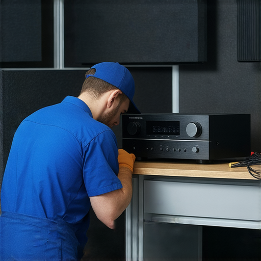 HiFi功放維修專業服務，技術人員正在檢查設備，重現音樂魔力，讓您的音響系統重回巔峰，確保最佳音質體驗。