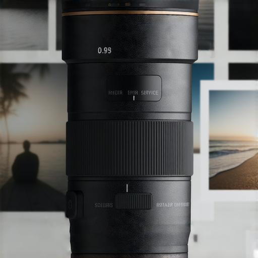 Sony 0.95鏡頭展示，強調其攝影性能與作品效果，旁邊顯示維修服務資訊，吸引攝影愛好者了解更多攝影技術與專業維修服務。