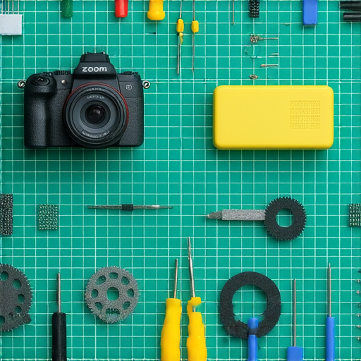 Zoom和GoPro維修服務專業技巧圖示，展示修復過程中使用的工具和設備，強調如何讓錄音與攝影設備重現精彩表現，適合需要維修的用戶參考。