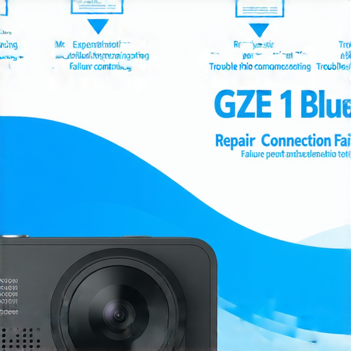 GZE 1運動相機展示藍牙連接故障情景，背後有修復秘訣提示，彰顯專業維修服務，幫助用戶快速解決連接問題，提升使用體驗。