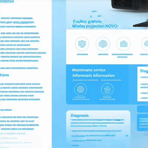 無線投影NOVO故障示意圖，顯示故障診斷及解決方案，配有維修服務資訊，讓使用者了解故障背後的秘辛，提供專業維修選擇，提升投影效果與使用體驗。