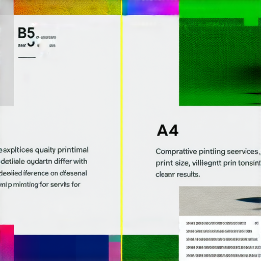 B5與A4印刷效果比較圖，展示不同尺寸對印刷品質的影響，讓你了解印刷差異，提升作品效果，聯繫我們專業印刷服務，實現最佳印刷效果。