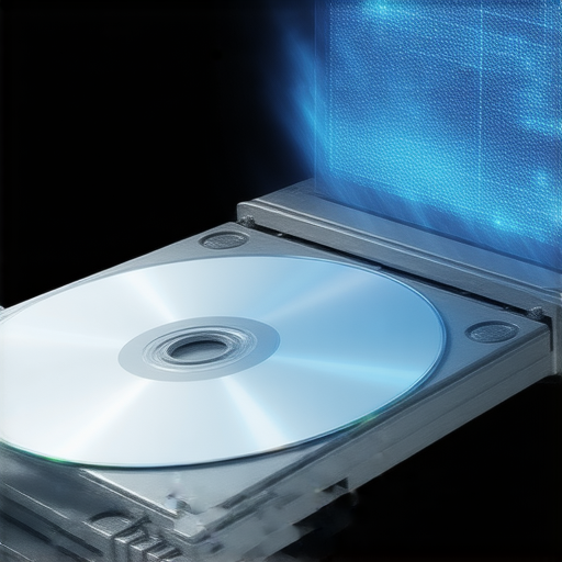 光碟燒錄設備正在操作中，展示該設備燒錄軟體與文件的過程，背景為技術相關的圖像，凸顯光碟燒錄的秘密，提升您的軟體與文件印刷品質。