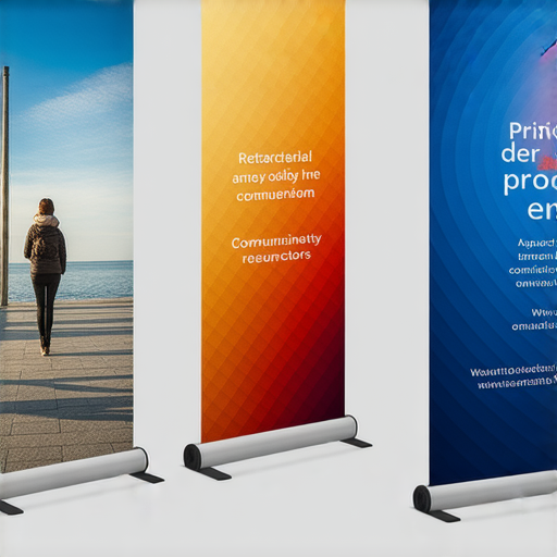 易拉架展示不同尺寸與布料選擇，強調專業印刷服務的重要性，提升品牌曝光率的策略，吸引目光的設計示範。