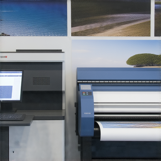 印刷服務展示圖，專業設備與各種印刷材料，強調創意無限可能，自信讓您的設計與想法生動呈現，探索印刷的奧秘與專業服務。
