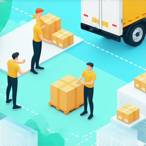 辦公室包裹送貨服務示意圖，展示搬屋過程中的高效工具和秘訣，提升工作效率，簡化包裹運送流程，適合企業和員工參考，助您順利搬遷。