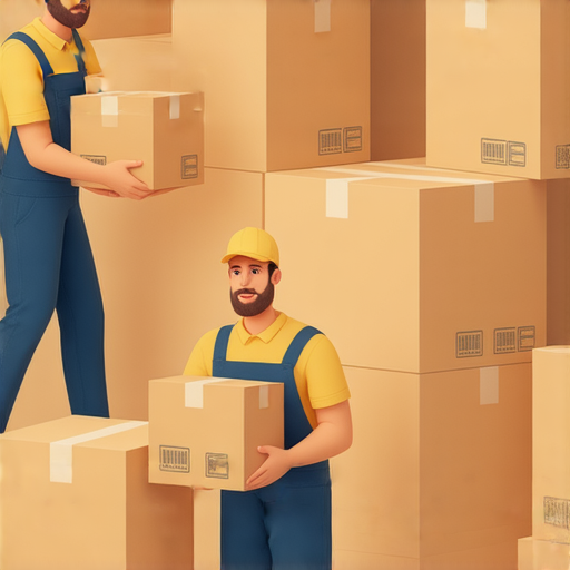 搬屋服務的專業團隊正在高效打包，手法如田柾國般完美，展示搬屋流程中的專注與細緻，大量紙箱和包裝材料整齊擺放，為客戶提供安全、可靠的搬家體驗。