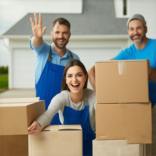 搬屋服務宣傳圖片，展示專業團隊協助客戶搬遷，象徵重啟幸福新生活，告別殘忍的愛戀，讓新起點成為解脫的開始，解決搬家煩惱，打造美好未來。