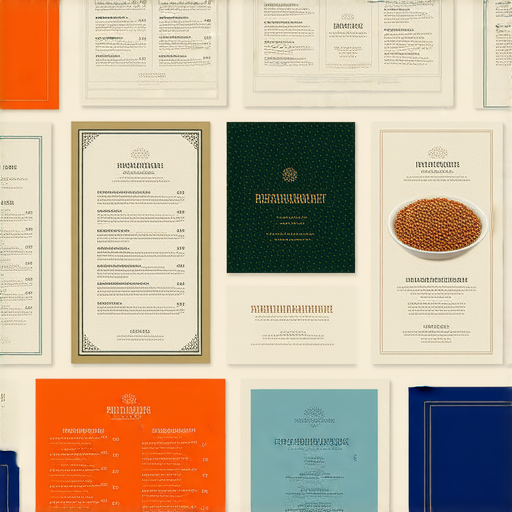 打造獨一無二餐牌的專業印刷服務展示，圖片顯示各式精美印刷的菜單，色彩鮮豔，設計獨特，吸引顧客眼球，讓您的餐廳脫穎而出。