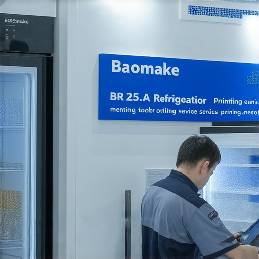 寶瑪客BR25.8A雪櫃過冷維修專業服務過程，顯示技術人員在進行維修，周圍配備專業工具，突顯我們的印刷服務和專業能力。