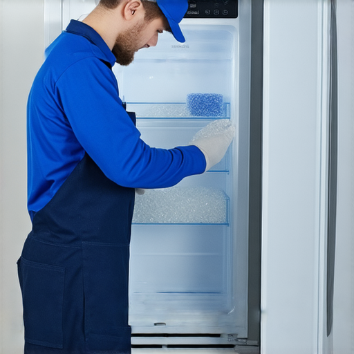 破解Baumatic寶瑪客雪櫃結冰問題的維修秘訣，專業技術人員正在現場檢查雪櫃，展示維修過程中的關鍵步驟，讓用戶享受專業服務與高效解決方案。