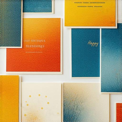 專屬賀卡設計的圖片，展示多種色彩繽紛的賀卡樣式，手工藝細節，吸引潛在顧客立即開啟印刷之旅，體驗獨特祝福的魅力。