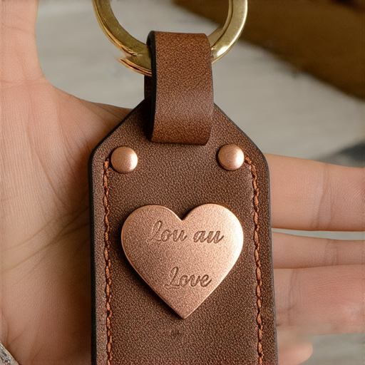 「情侶專屬！打造獨特皮革銅製鎖匙扣，定製刻字讓愛延續！」