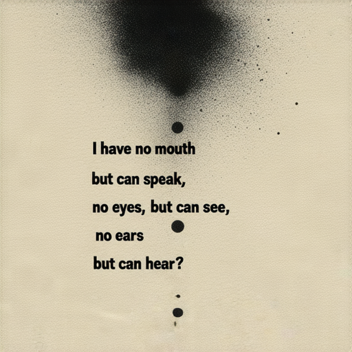 當然可以！這是一個迷語：

「我沒有嘴巴卻能說話，沒有眼睛卻能看見，沒有耳朵卻能聽到，請問我是什麼？ 」

你能猜到答案嗎？