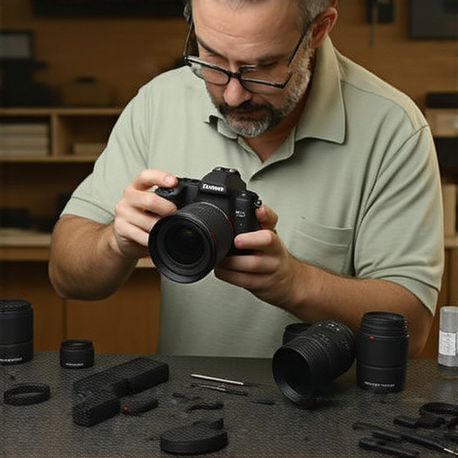 相機維修服務專業技術人員正在檢查相機故障，提供解決方案與修復建議，確保相機正常運作，讓攝影愛好者無後顧之憂。