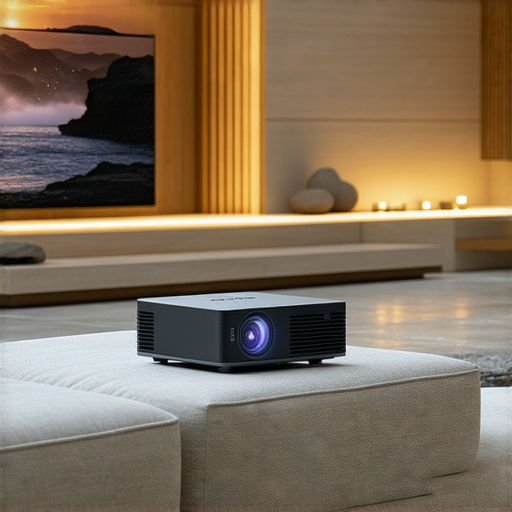 投影儀展示在現代家居環境中，突出其高畫質和多功能性，適合家庭娛樂、專業會議和展示用途，為您開啟視覺新奇旅程，讓生活更加精彩。