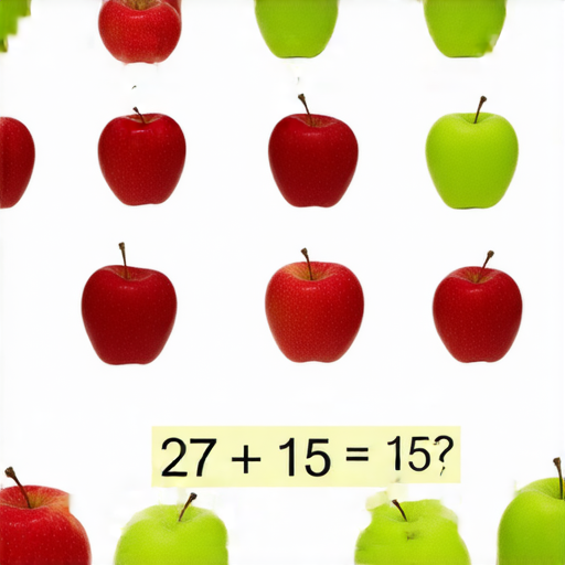 當然可以！請看以下的加法題目：

你有 27 顆蘋果，然後又得到 15 顆蘋果，請問你現在總共有多少顆蘋果？

計算式為：27 + 15 = ? 

你可以試著計算一下！