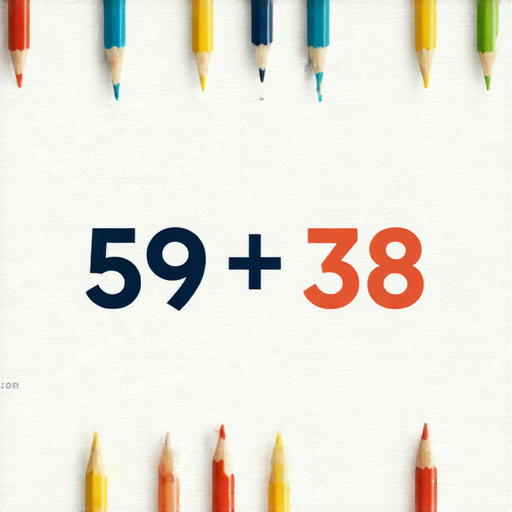 好的，請看下面的加法題：

59 + 38 = ? 

你可以試著計算出答案！如果需要，我也可以提供解答。