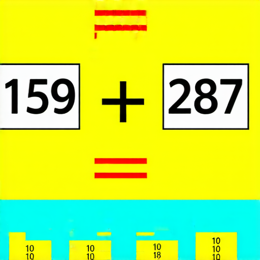 加法題目計算圖，內容為159加287，展示了數學問題及計算過程，強調加法運算和數字相加的概念，有助於學習數學基礎知識。