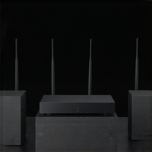 無線音響產品展示，展現高品質音效技術，包含專業維修服務的資訊，適合音樂愛好者及音效專業人士。